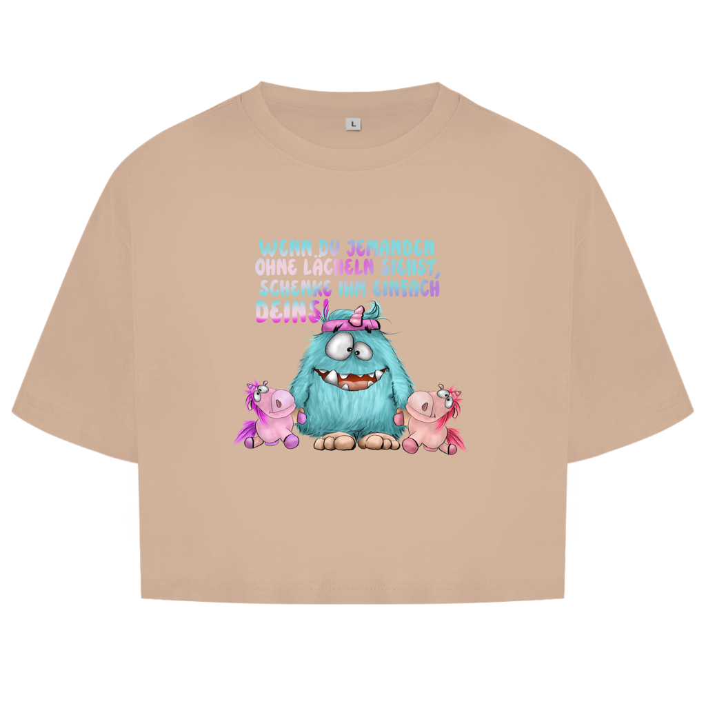Damen Oversize Crop Top Laecheln