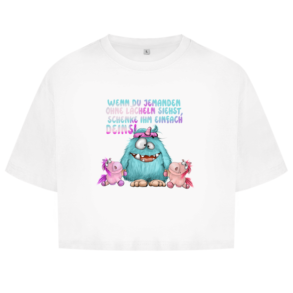 Damen Oversize Crop Top Laecheln