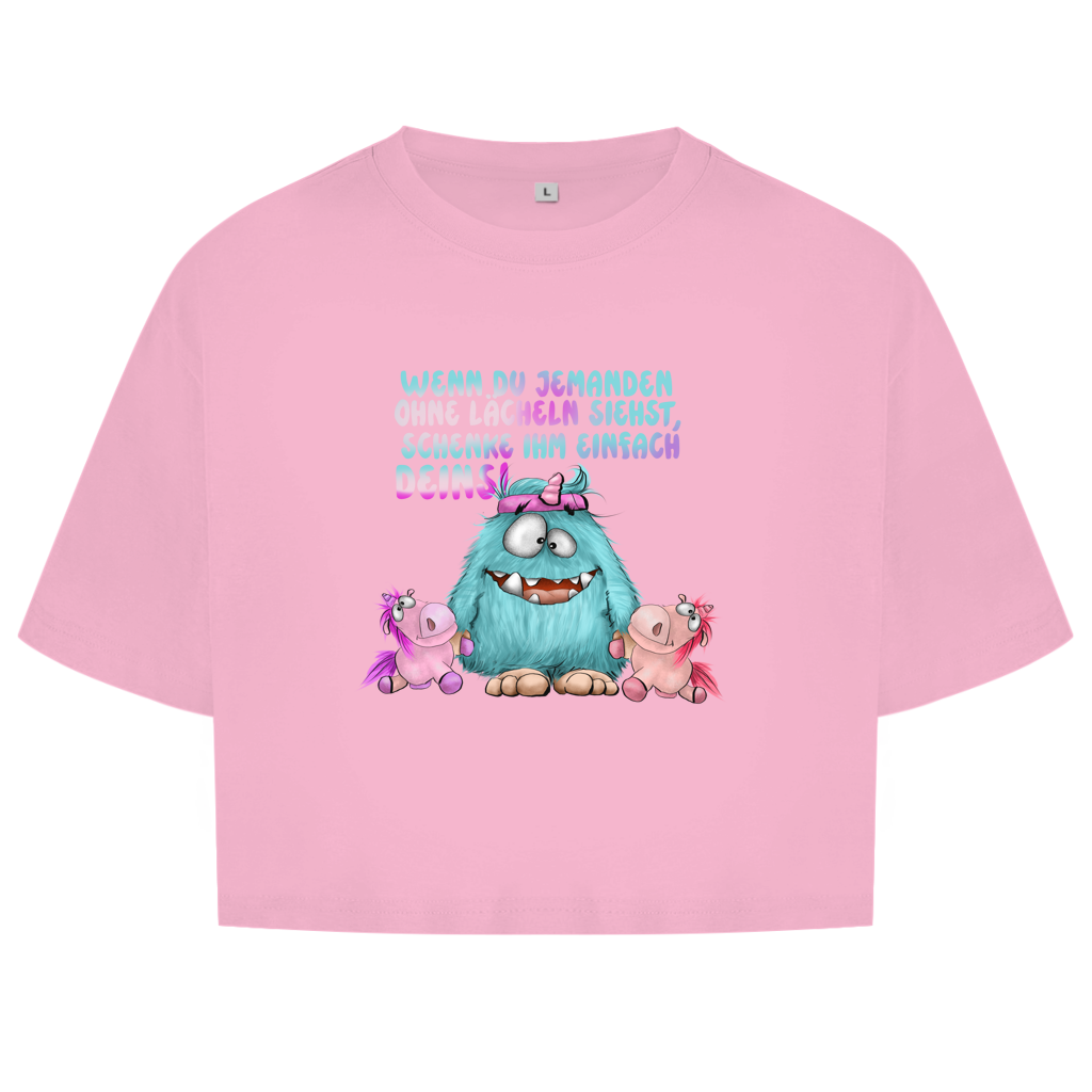 Damen Oversize Crop Top Laecheln