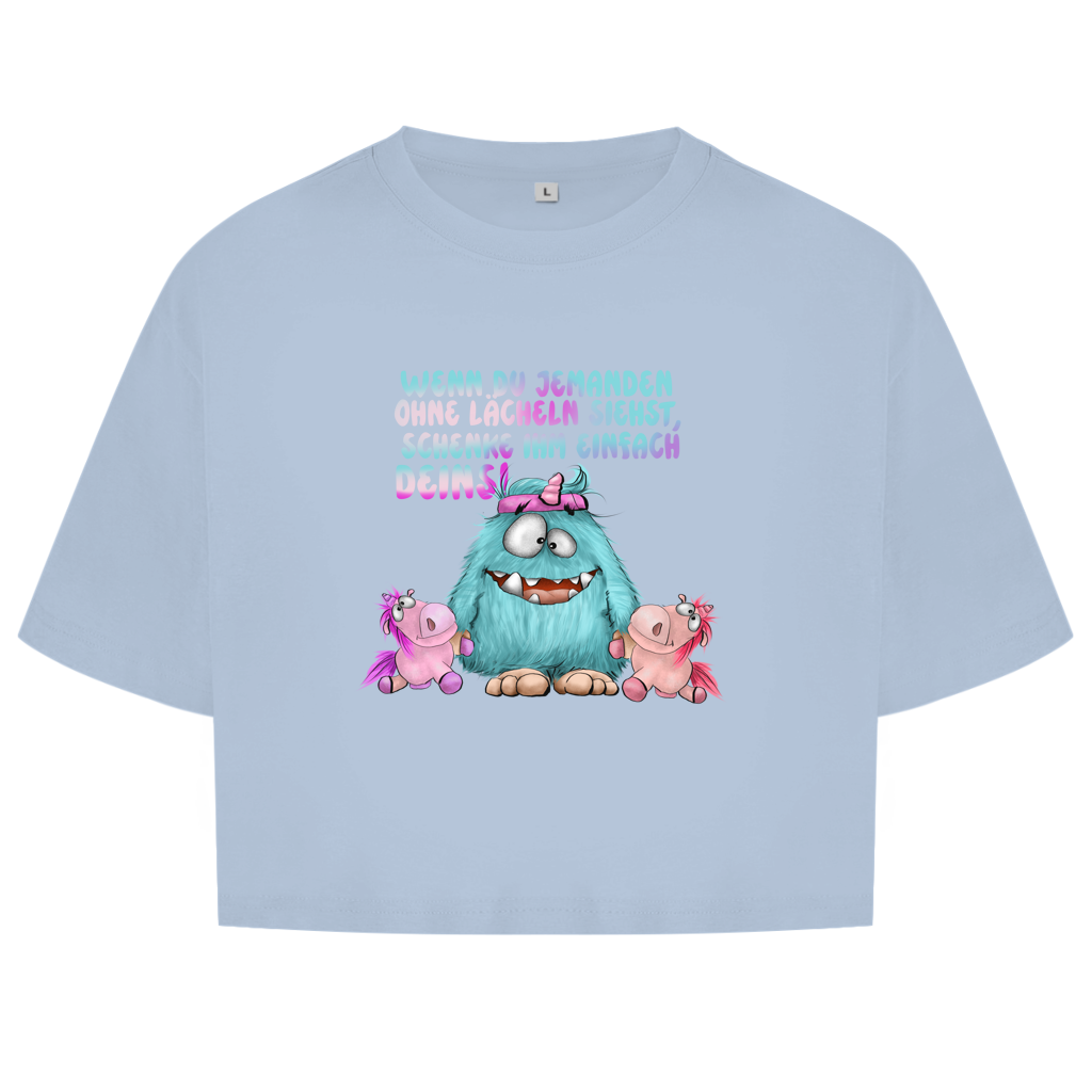 Damen Oversize Crop Top Laecheln