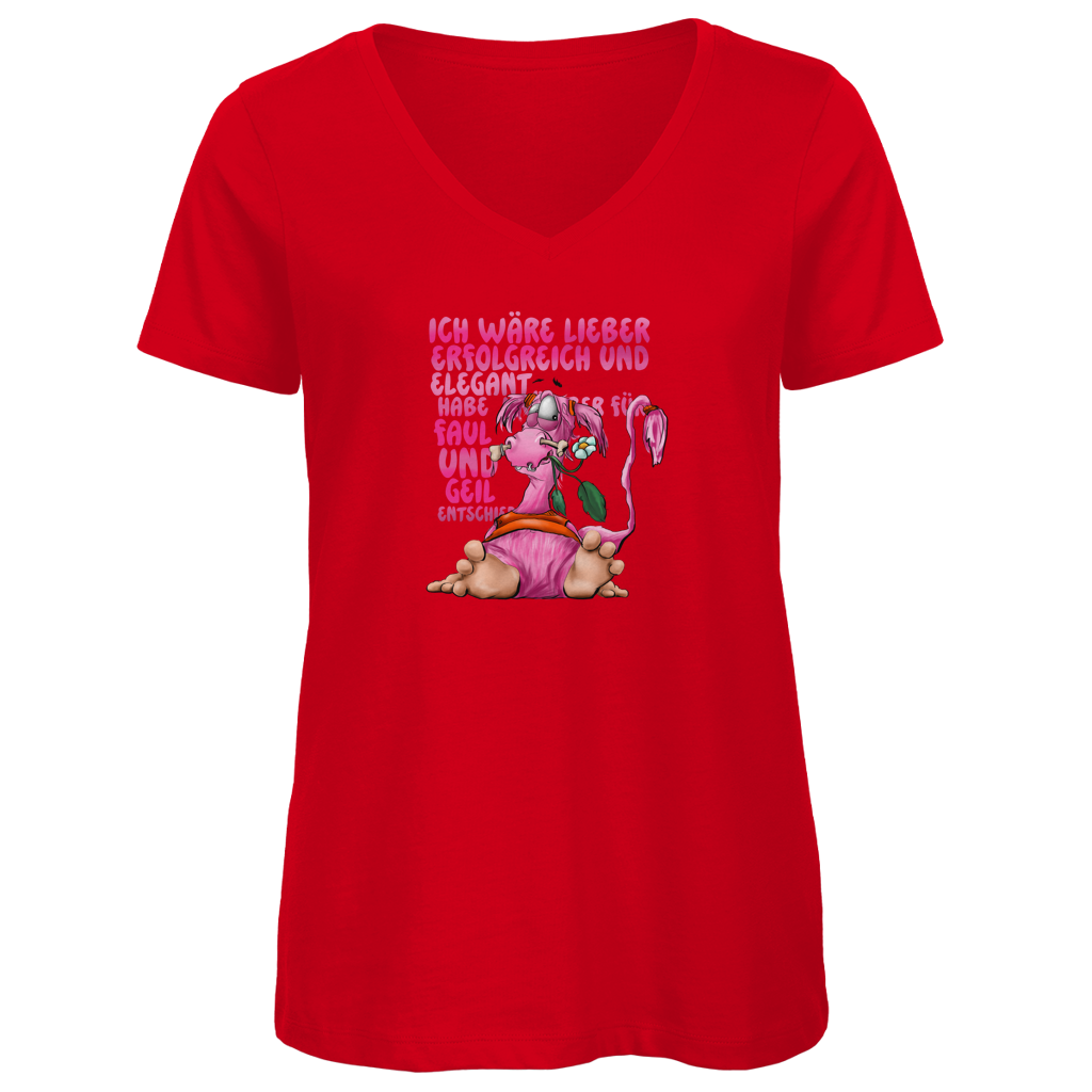 Damen Premium Bio V-Neck T-Shirt Ich wäre lieber erfolgreich und elegant...