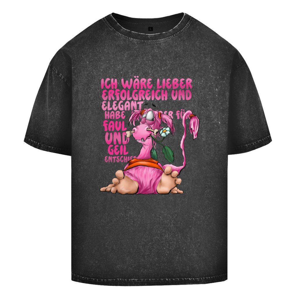 Oversize Washed T-Shirt Ich wäre lieber erfolgreich und elegant...