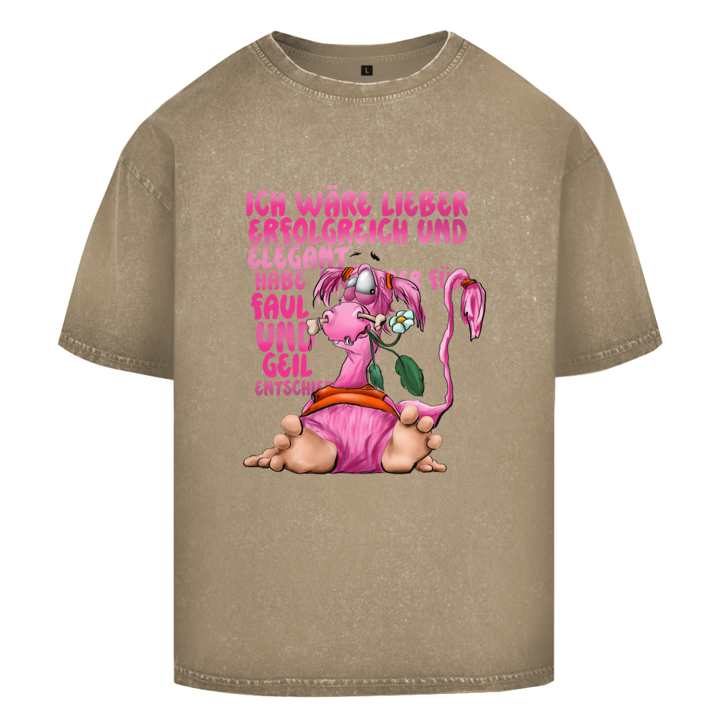 Oversize Washed T-Shirt Ich wäre lieber erfolgreich und elegant...