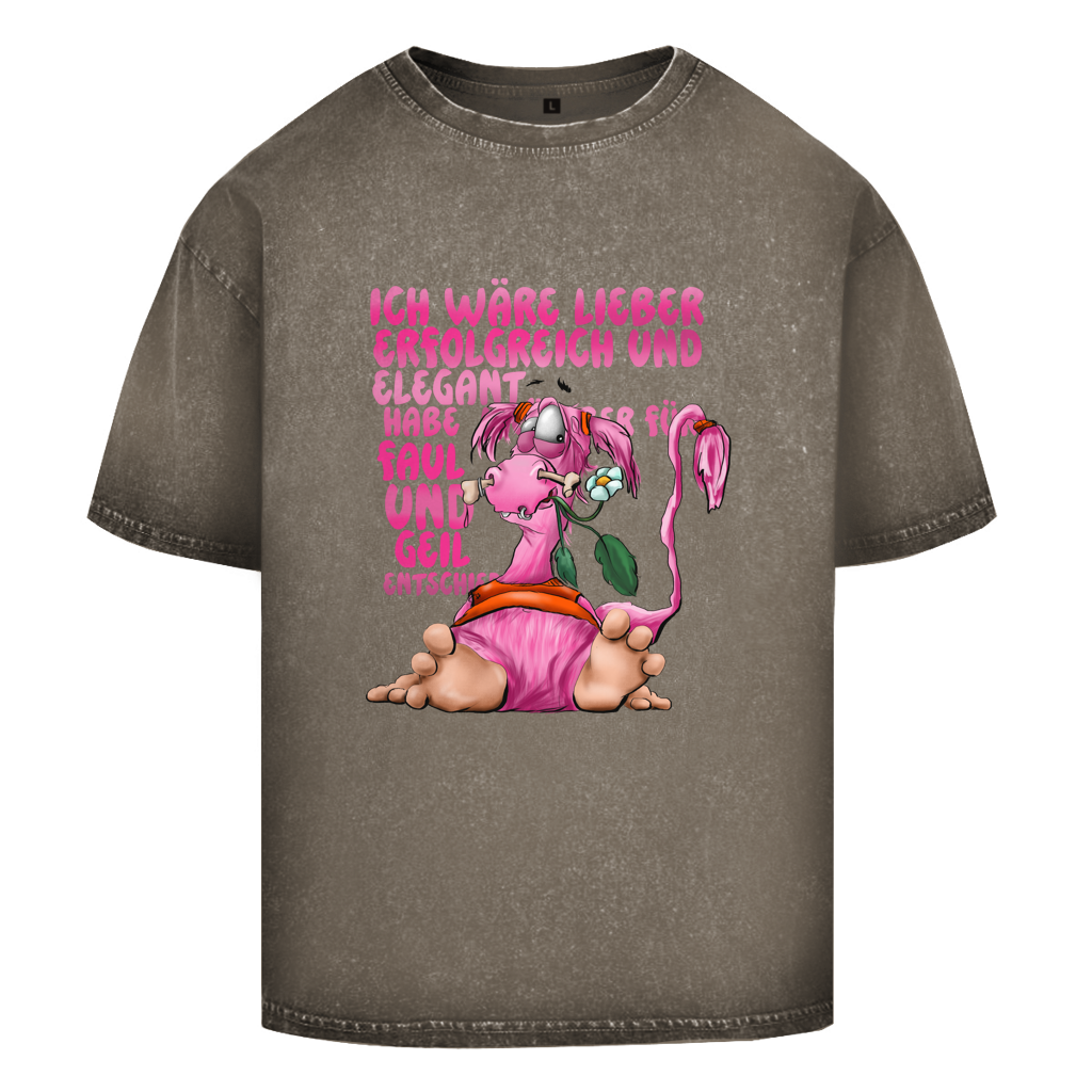 Oversize Washed T-Shirt Ich wäre lieber erfolgreich und elegant...