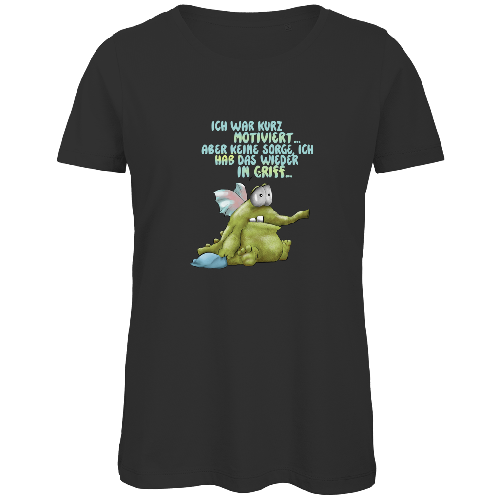 Damen Premium Bio T-Shirt Ich war kurz motiviert, Design 1