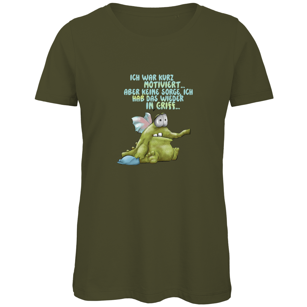 Damen Premium Bio T-Shirt Ich war kurz motiviert, Design 1