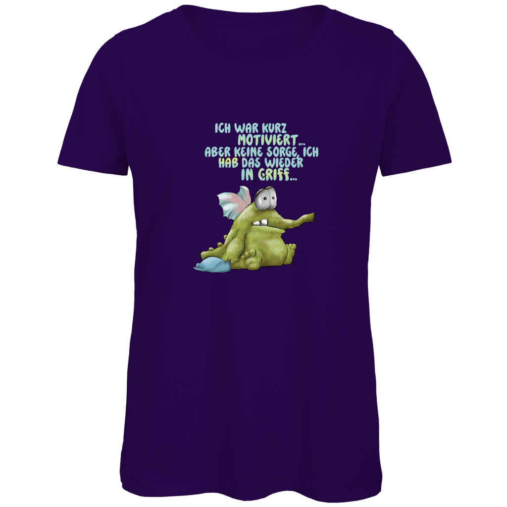 Damen Premium Bio T-Shirt Ich war kurz motiviert, Design 1