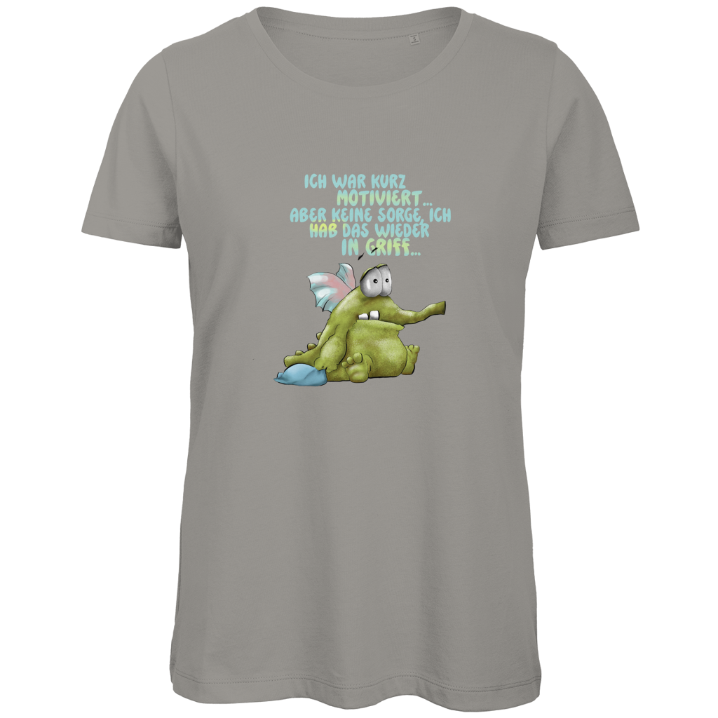 Damen Premium Bio T-Shirt Ich war kurz motiviert, Design 1