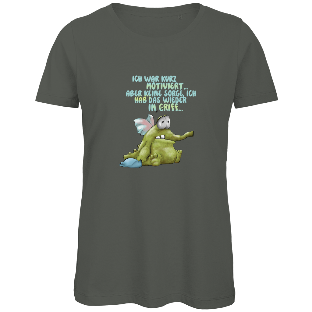 Damen Premium Bio T-Shirt Ich war kurz motiviert, Design 1