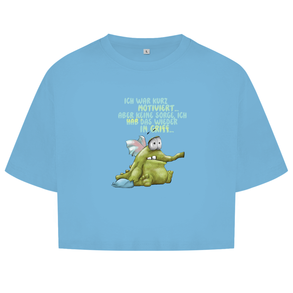 Damen Oversize Crop Top Ich war kurz motiviert, Design 1