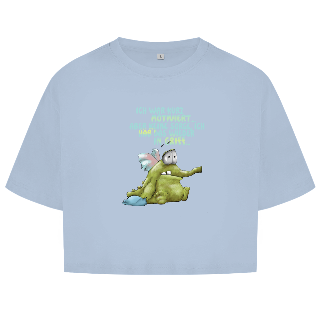 Damen Oversize Crop Top Ich war kurz motiviert, Design 1