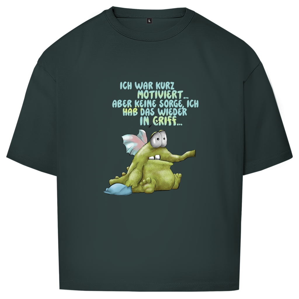Oversize T-Shirt Ich war kurz motiviert, Design 1