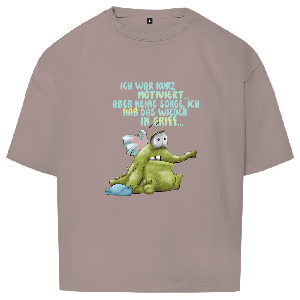 Oversize T-Shirt Ich war kurz motiviert, Design 1