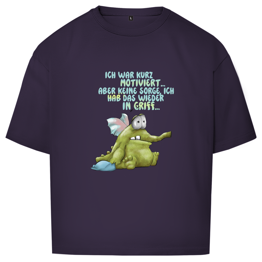 Oversize T-Shirt Ich war kurz motiviert, Design 1