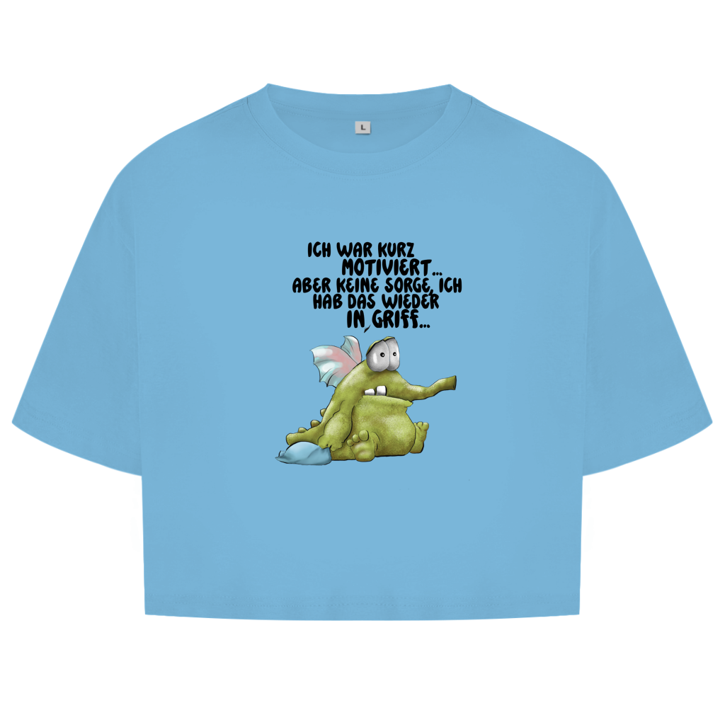 Damen Oversize Crop Top Ich war kurz motiviert... Design 2