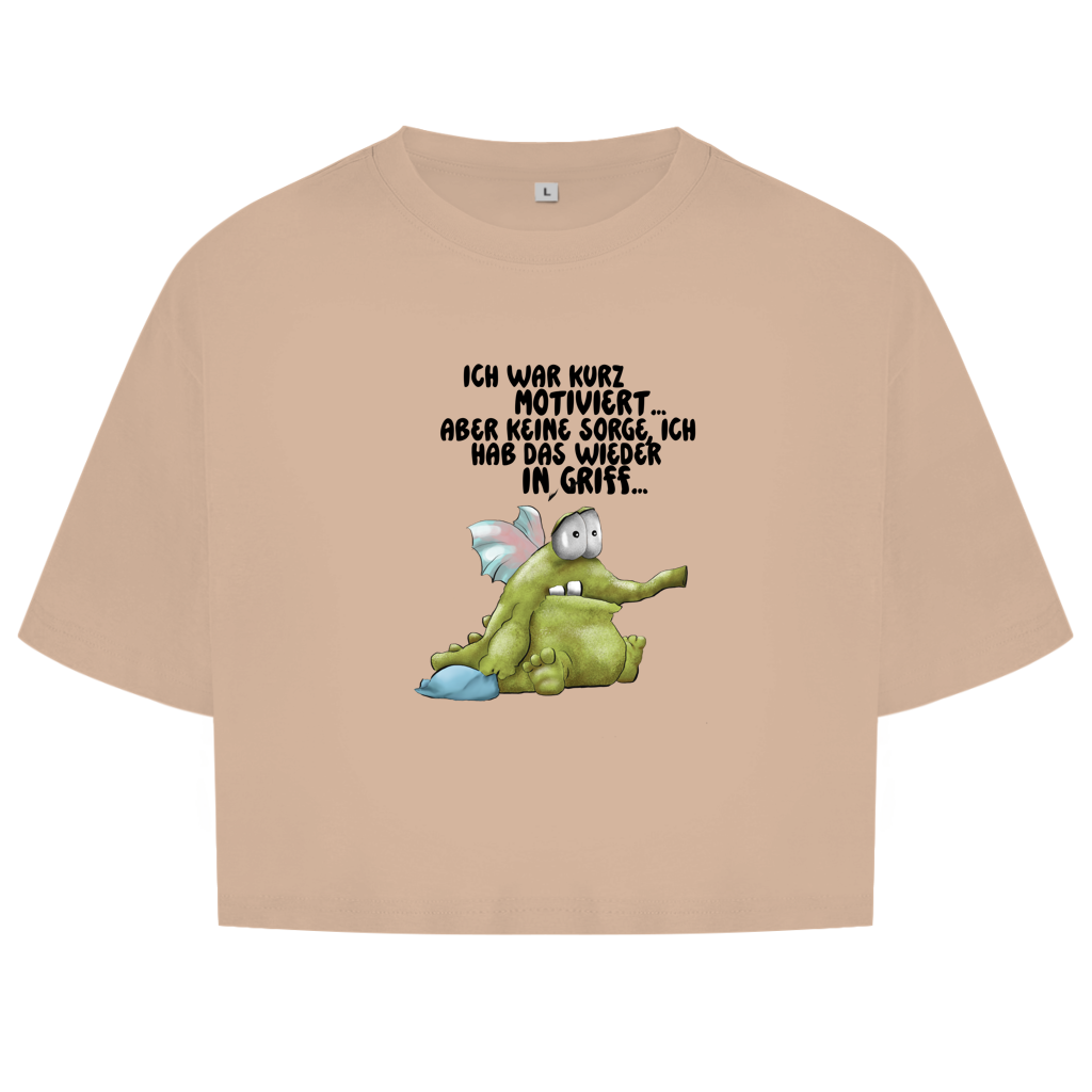 Damen Oversize Crop Top Ich war kurz motiviert... Design 2