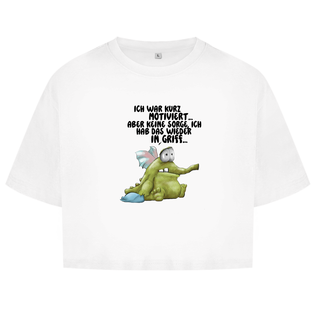 Damen Oversize Crop Top Ich war kurz motiviert... Design 2