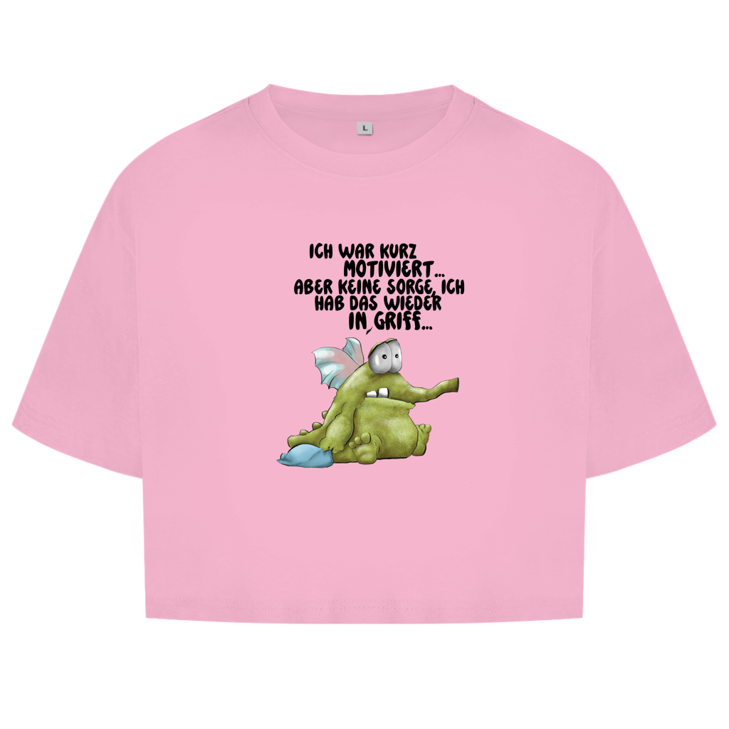 Damen Oversize Crop Top Ich war kurz motiviert... Design 2