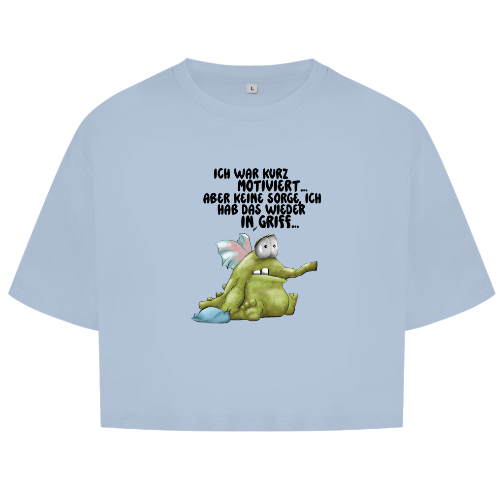 Damen Oversize Crop Top Ich war kurz motiviert... Design 2