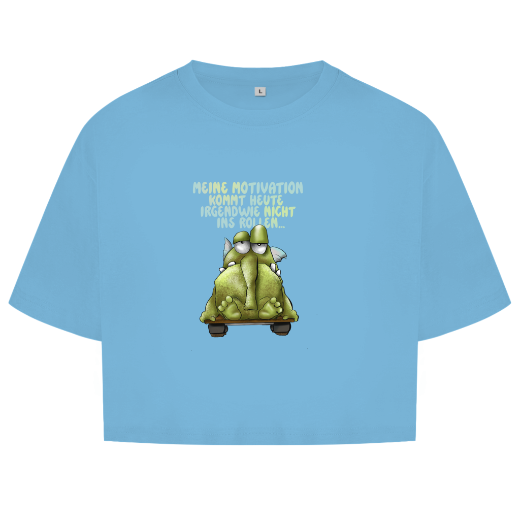 Damen Oversize Crop Top Meine Motivation kommt heute irgendwie... Design 1