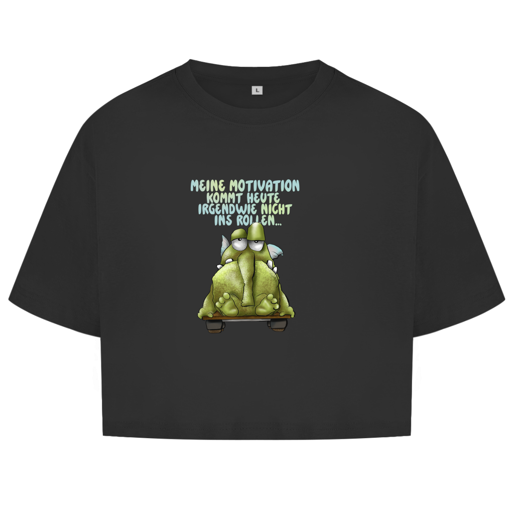 Damen Oversize Crop Top Meine Motivation kommt heute irgendwie... Design 1
