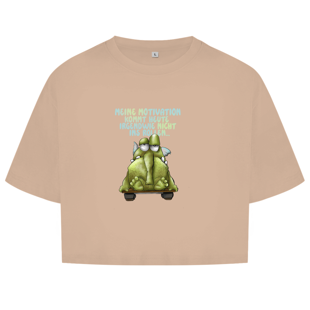 Damen Oversize Crop Top Meine Motivation kommt heute irgendwie... Design 1