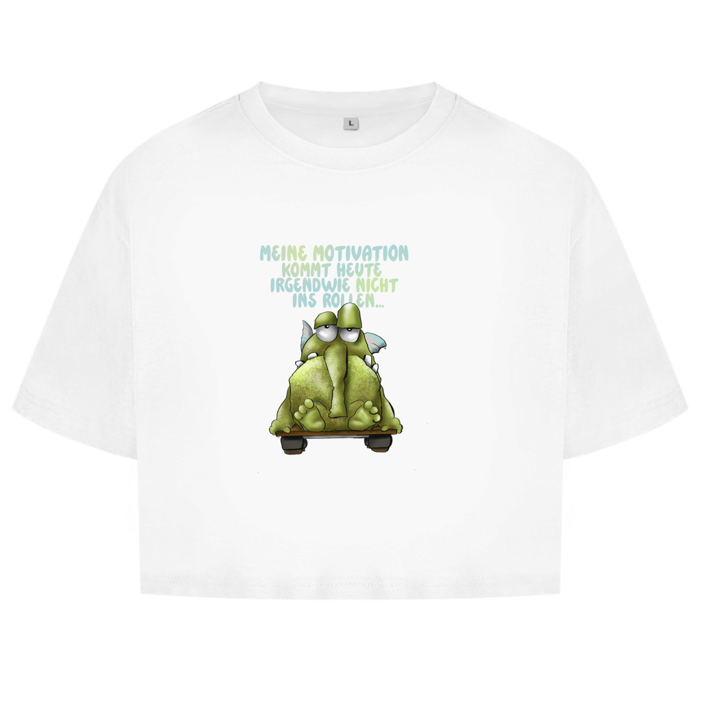 Damen Oversize Crop Top Meine Motivation kommt heute irgendwie... Design 1