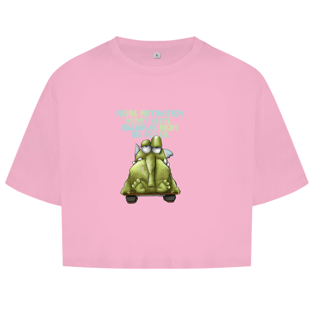 Damen Oversize Crop Top Meine Motivation kommt heute irgendwie... Design 1