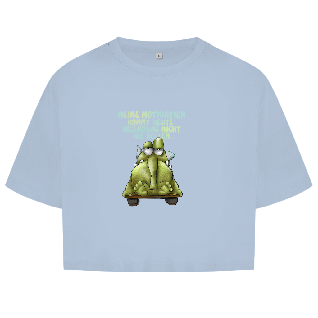 Damen Oversize Crop Top Meine Motivation kommt heute irgendwie... Design 1