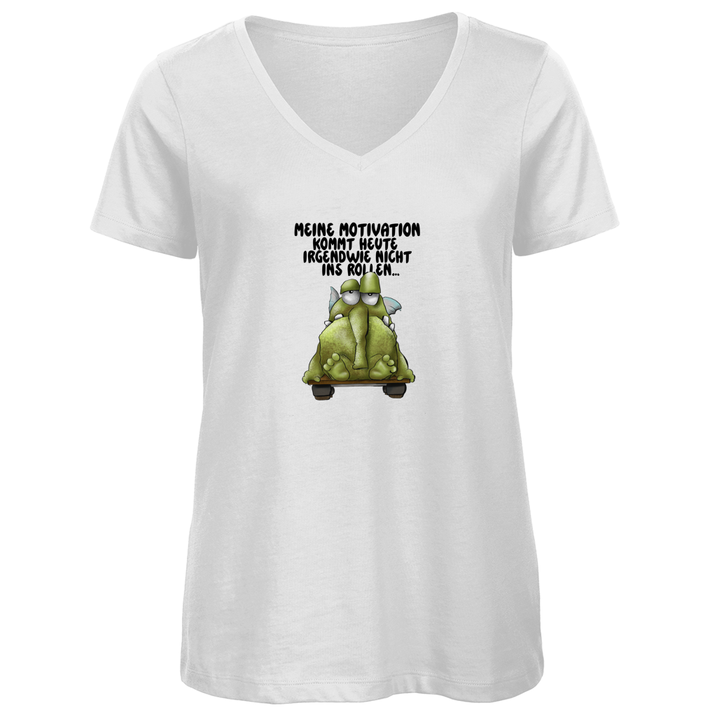 Damen Premium Bio V-Neck T-Shirt Meine Motivation kommt heute irgendwie nicht... Design 2