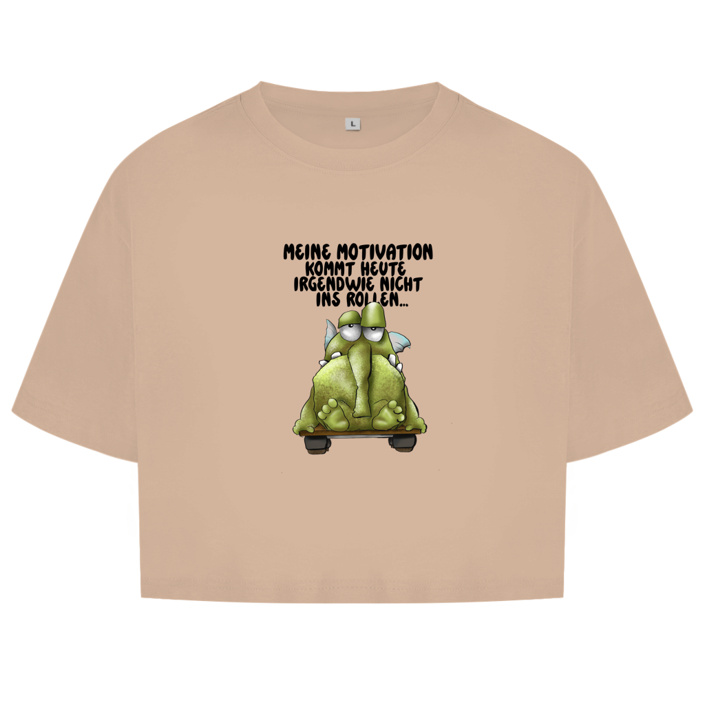 Damen Oversize Crop Top Meine Motivation kommt heute irgendwie nicht... Design 2