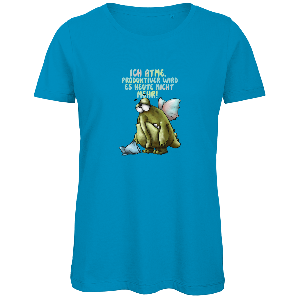 Damen Premium Bio T-Shirt Ich atme. Produktiver wird es ... Design 1