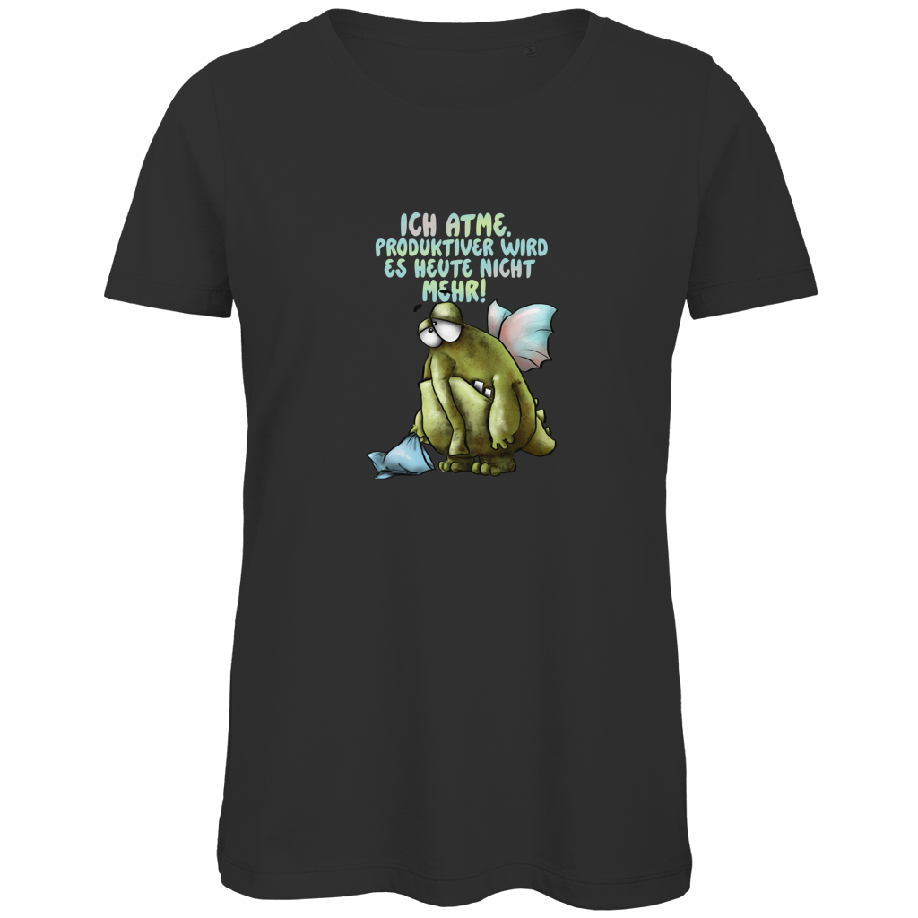 Damen Premium Bio T-Shirt Ich atme. Produktiver wird es ... Design 1