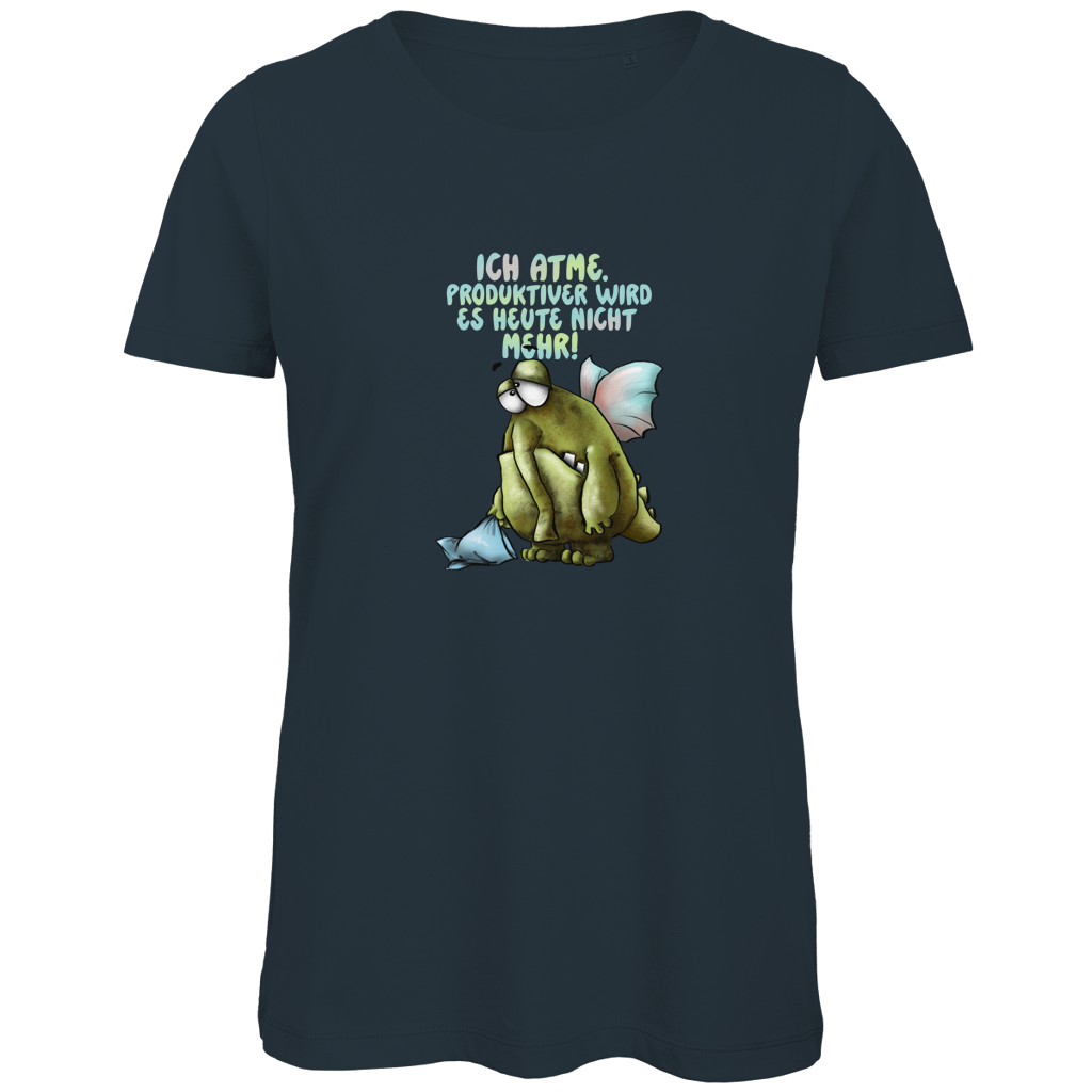 Damen Premium Bio T-Shirt Ich atme. Produktiver wird es ... Design 1
