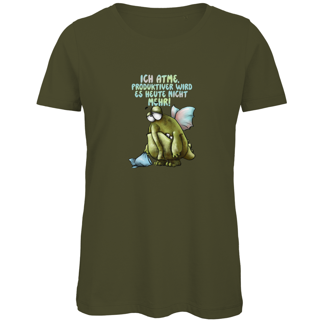 Damen Premium Bio T-Shirt Ich atme. Produktiver wird es ... Design 1
