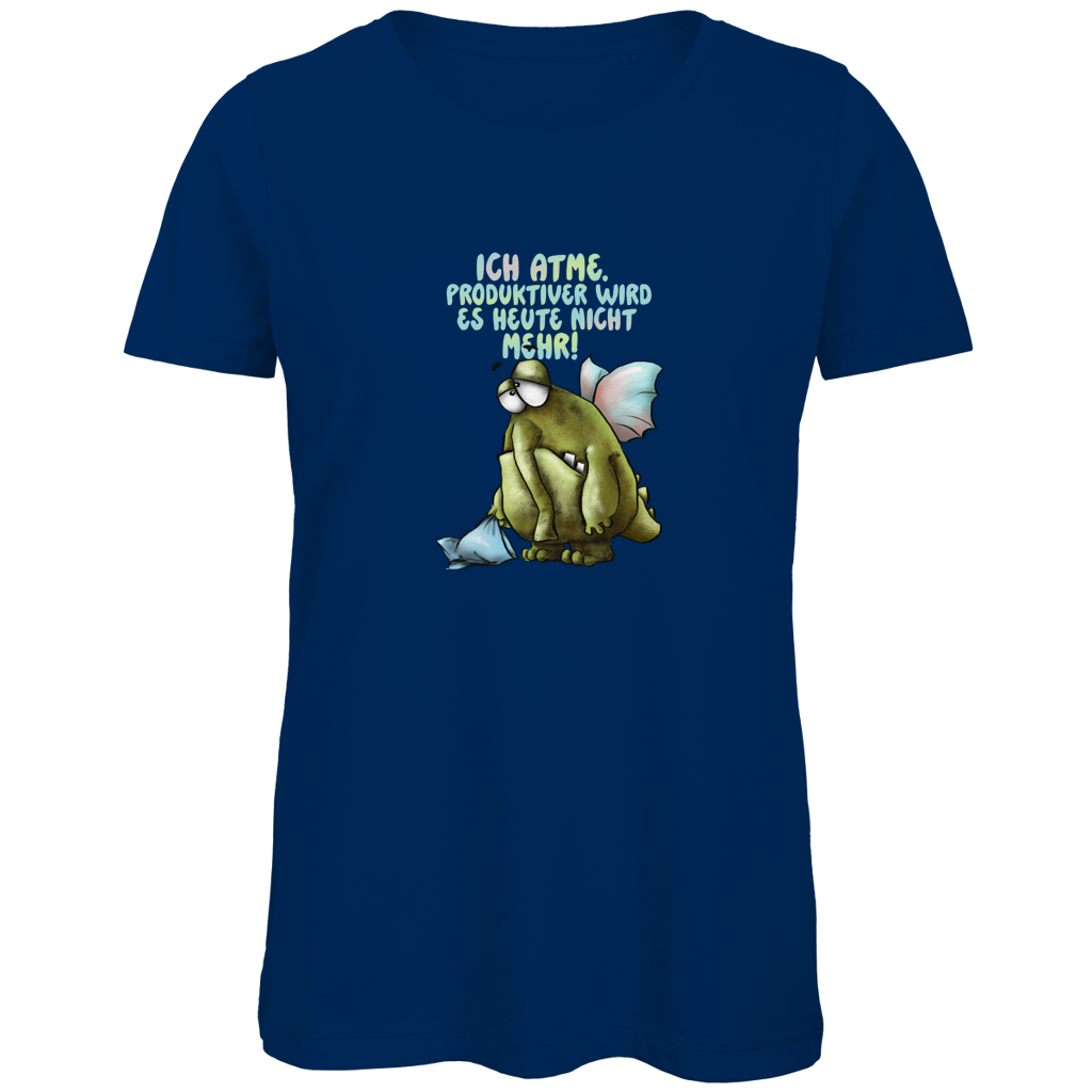 Damen Premium Bio T-Shirt Ich atme. Produktiver wird es ... Design 1