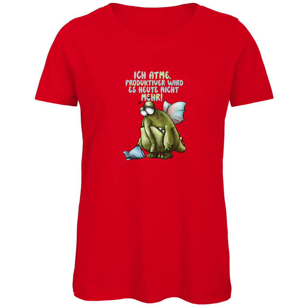 Damen Premium Bio T-Shirt Ich atme. Produktiver wird es ... Design 1