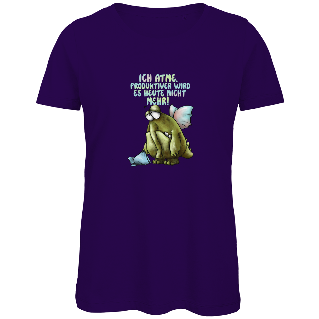 Damen Premium Bio T-Shirt Ich atme. Produktiver wird es ... Design 1