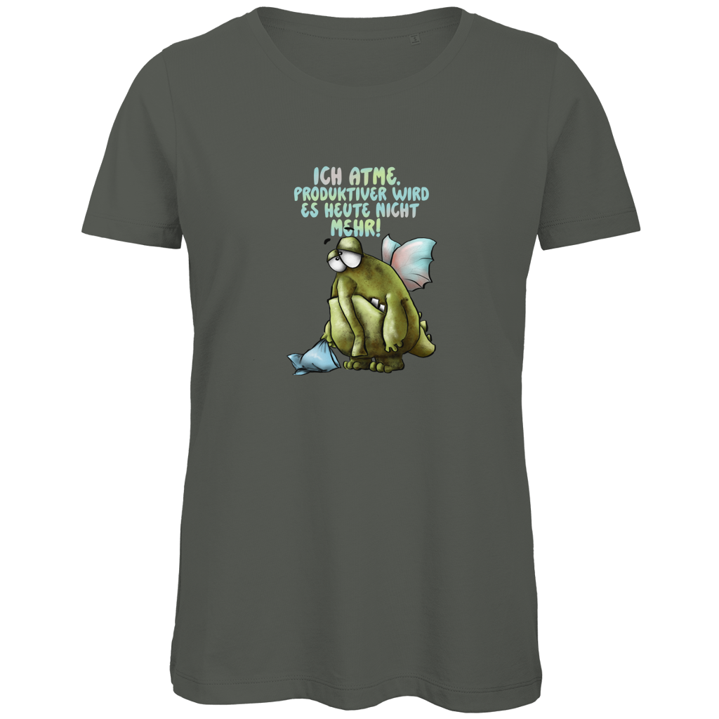 Damen Premium Bio T-Shirt Ich atme. Produktiver wird es ... Design 1