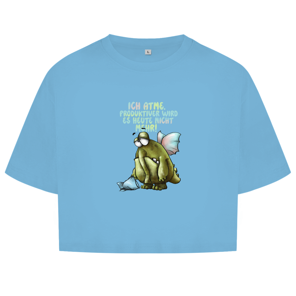 Damen Oversize Crop Top Ich atme. Produktiver wird es ... Design 1