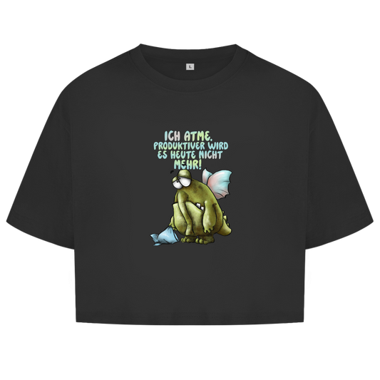 Damen Oversize Crop Top Ich atme. Produktiver wird es ... Design 1