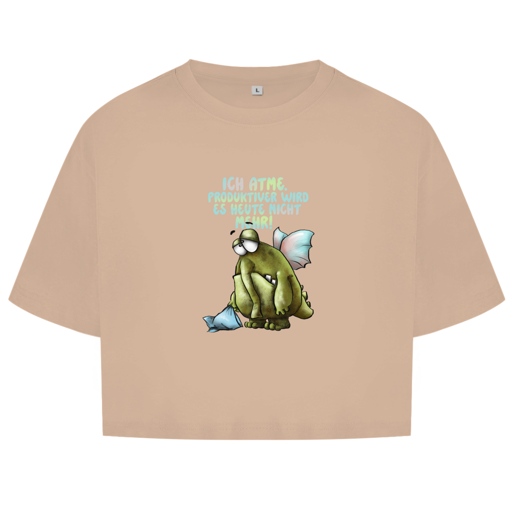 Damen Oversize Crop Top Ich atme. Produktiver wird es ... Design 1