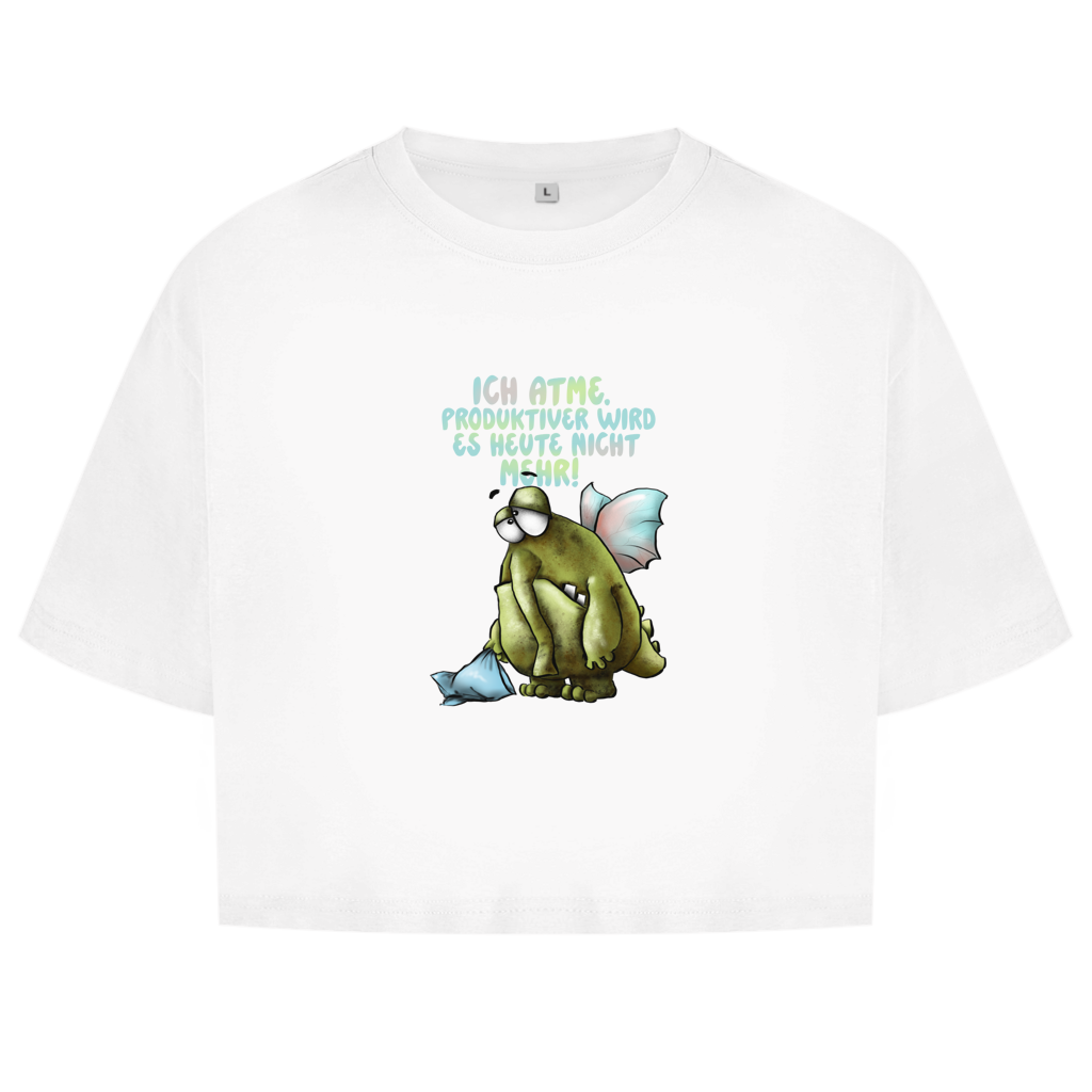 Damen Oversize Crop Top Ich atme. Produktiver wird es ... Design 1
