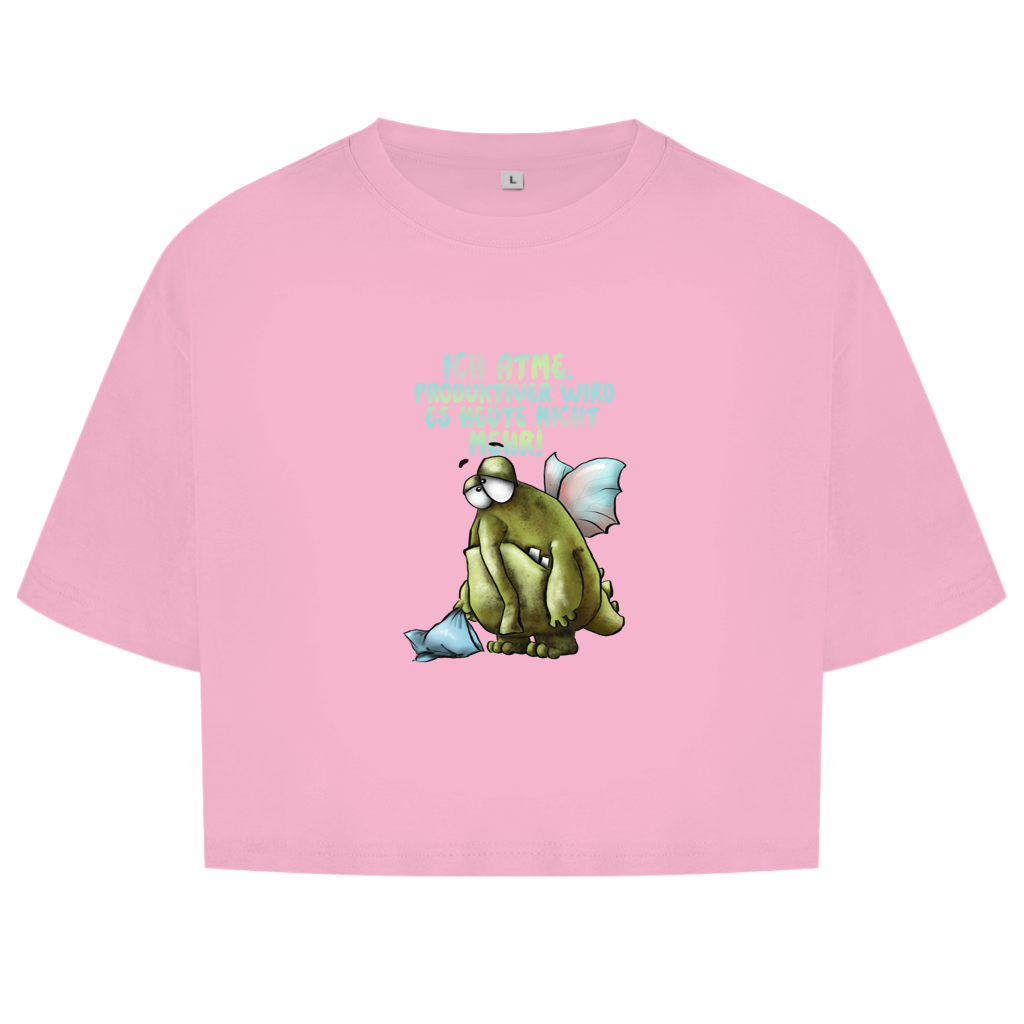 Damen Oversize Crop Top Ich atme. Produktiver wird es ... Design 1