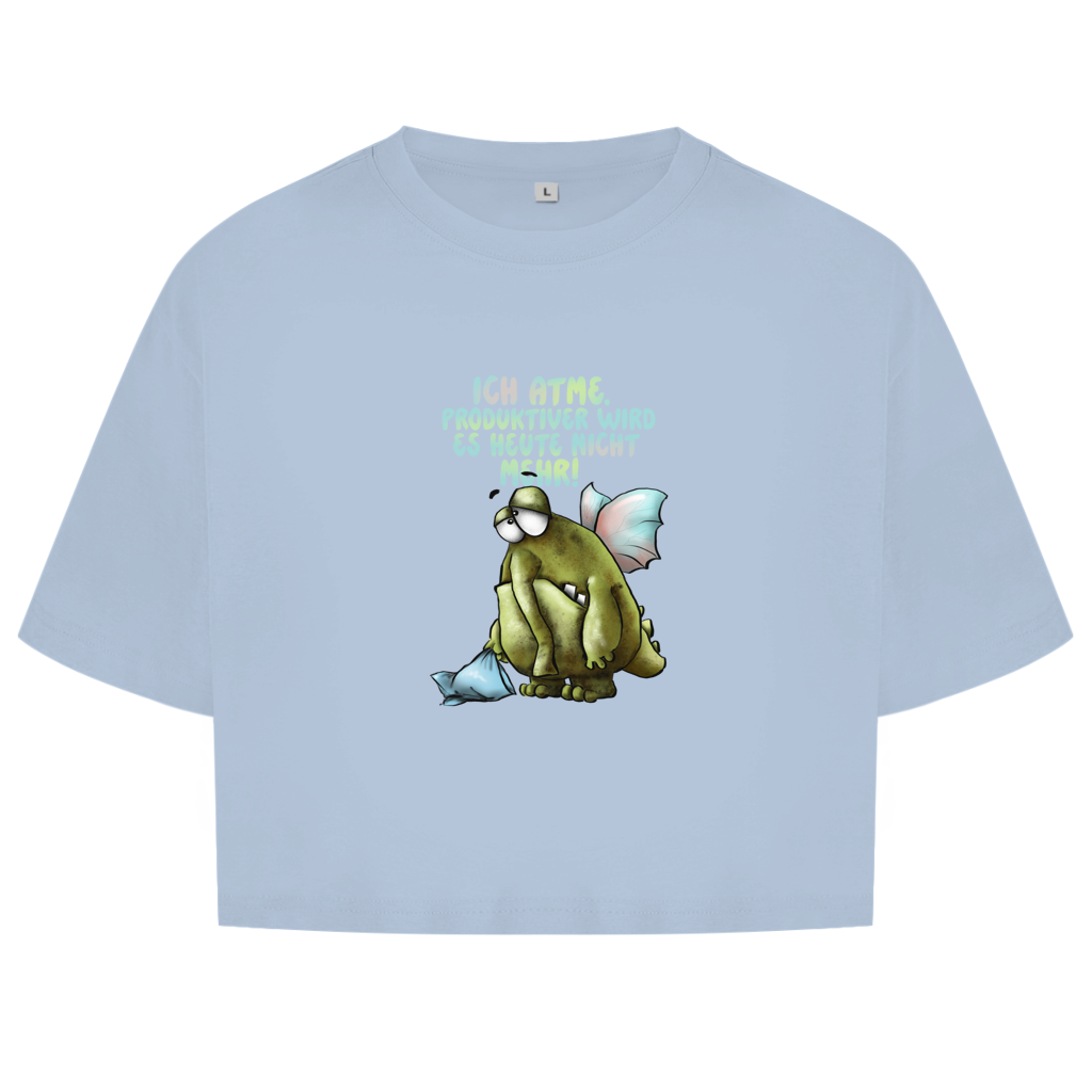 Damen Oversize Crop Top Ich atme. Produktiver wird es ... Design 1