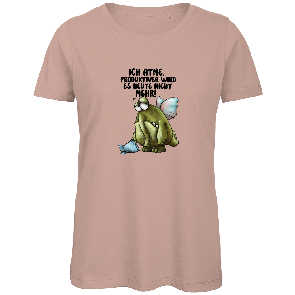 Damen Premium Bio T-Shirt Ich atme. Produktiver wird es heute ... Design 2