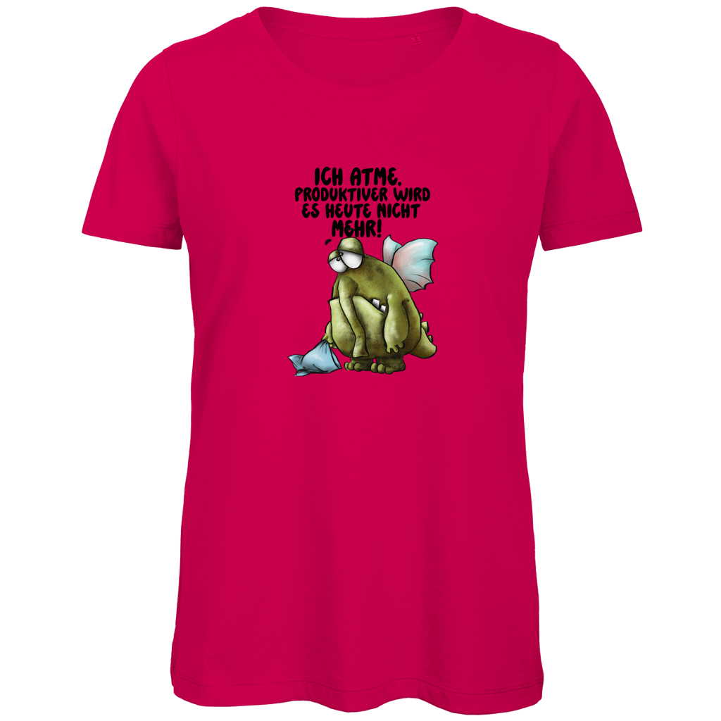 Damen Premium Bio T-Shirt Ich atme. Produktiver wird es heute ... Design 2