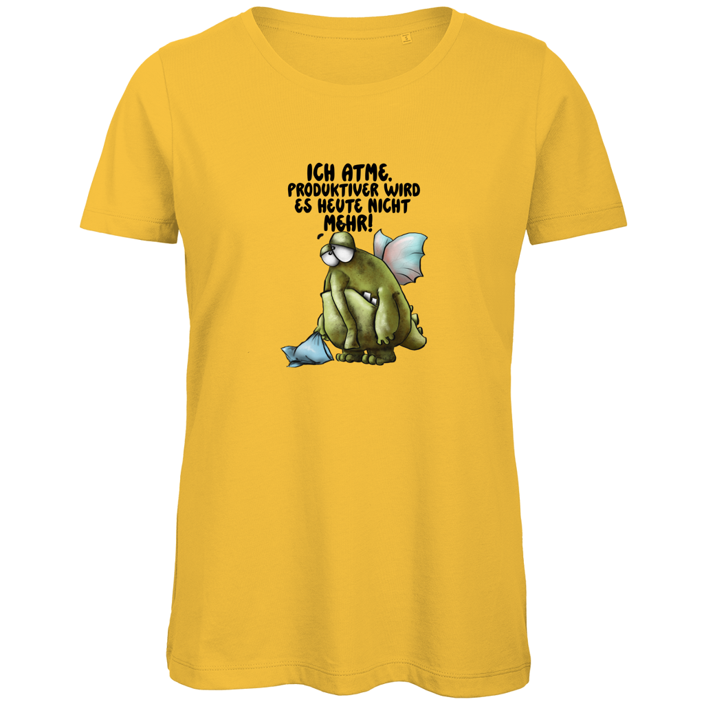 Damen Premium Bio T-Shirt Ich atme. Produktiver wird es heute ... Design 2