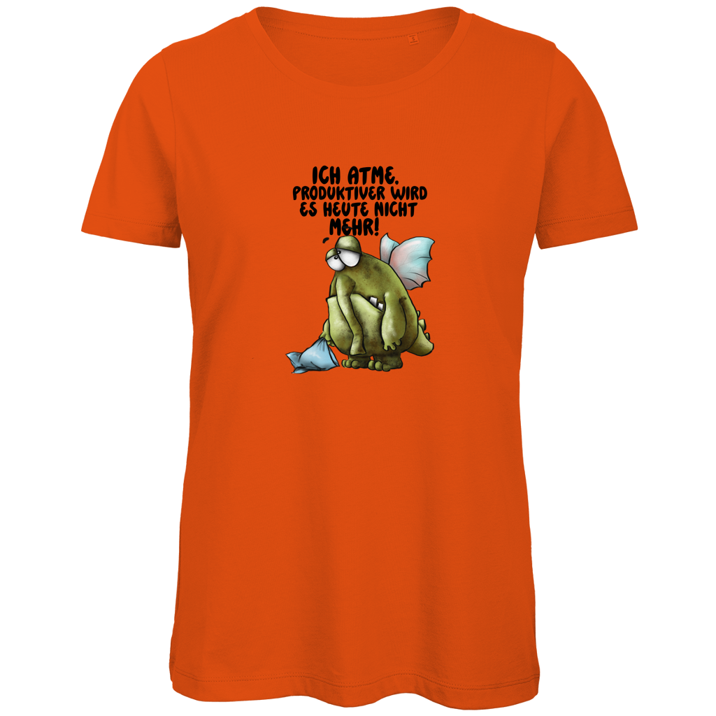 Damen Premium Bio T-Shirt Ich atme. Produktiver wird es heute ... Design 2
