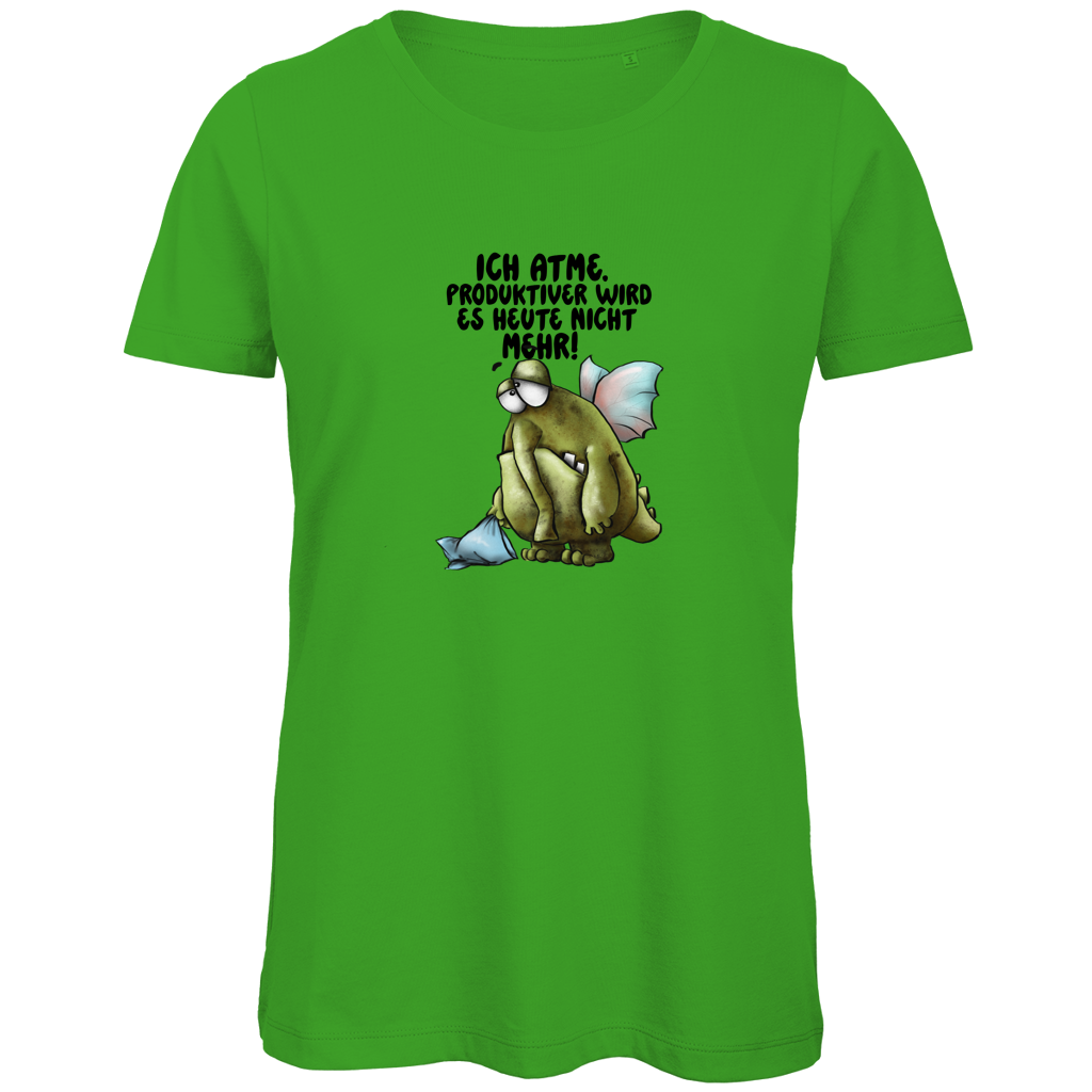 Damen Premium Bio T-Shirt Ich atme. Produktiver wird es heute ... Design 2
